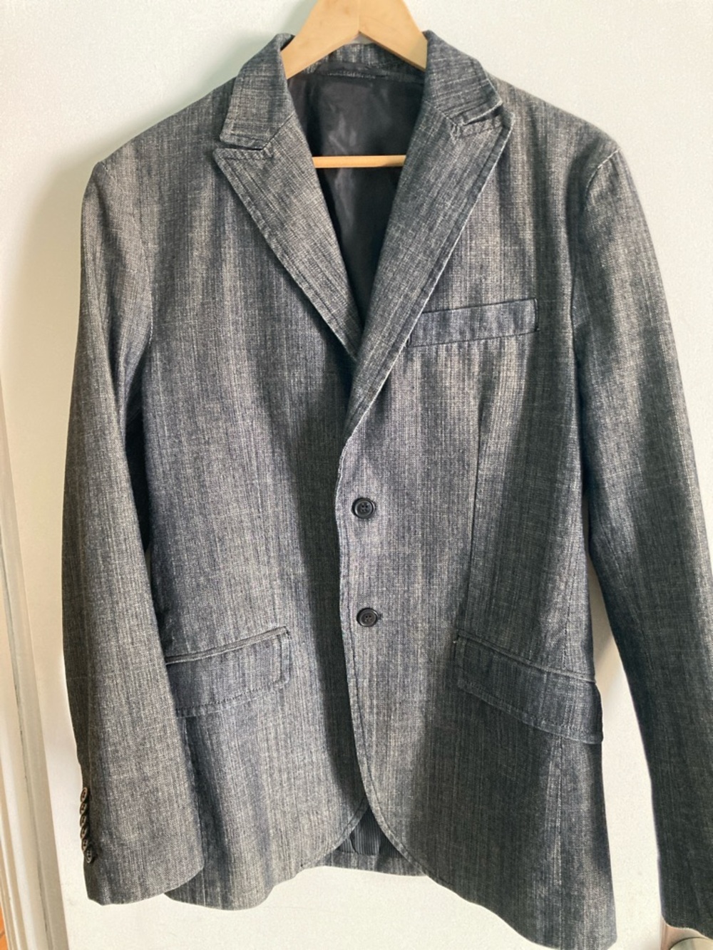 Sasch Men Italian Size 48 / US 38 Dark Blue Raw Denim Casual Blazer Sports Coat